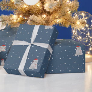 Papier Cadeau Joyeuses Vacances Ours Polaire Sur Les Étoiles