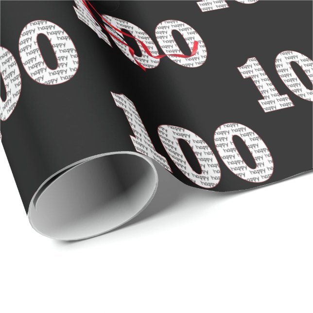 Papier Cadeau Joyeux 100e anniversaire Ballons (Coin rond)