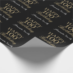 Papier Cadeau Joyeux 100e anniversaire Parties scintillant d'or 