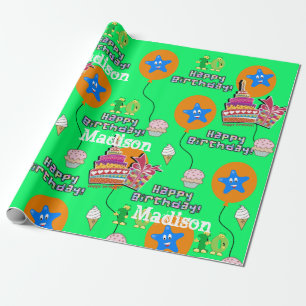 Papier Cadeau Joyeux 10e anniversaire Wrapping Ballons papier #1