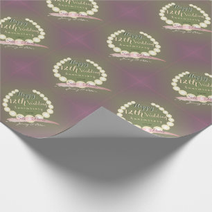 Papier Cadeau "Joyeux 12ème anniversaire de Mariage" Pearl Graph