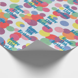 Papier Cadeau Joyeux 13e Anniversaire Cercles Enveloppement Papi
