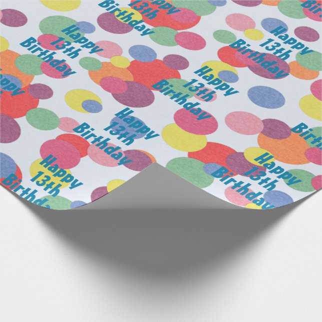 Papier Cadeau Joyeux 13e Anniversaire Cercles Enveloppement Papi (Coin)