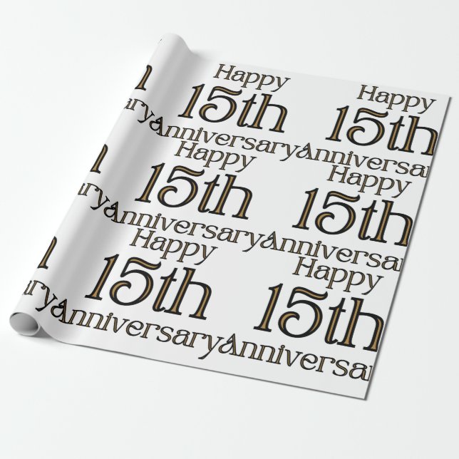 Papier Cadeau Joyeux 15e anniversaire papier d'enveloppement (Déroulé)