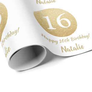 Papier Cadeau Joyeux 16e anniversaire de la Parties scintillant 