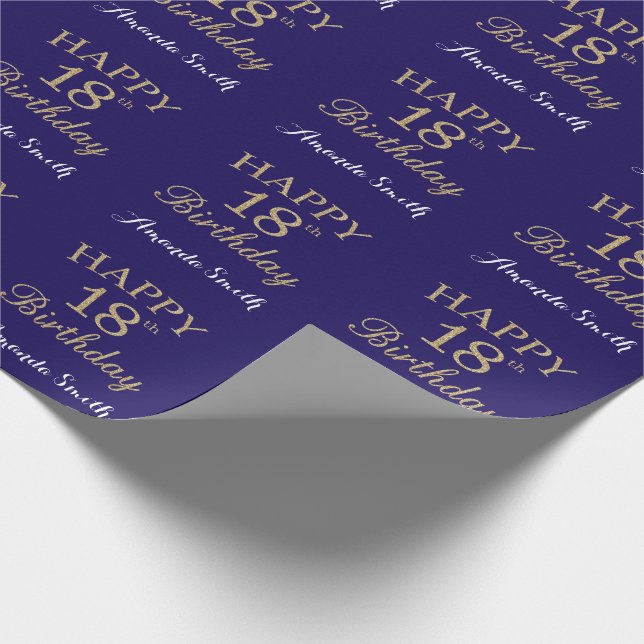 Papier Cadeau Joyeux 18e anniversaire Parties scintillant d'or e (Coin)