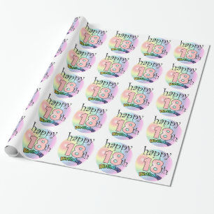 Papier Cadeau Joyeux 18ème anniversaire (roze)
