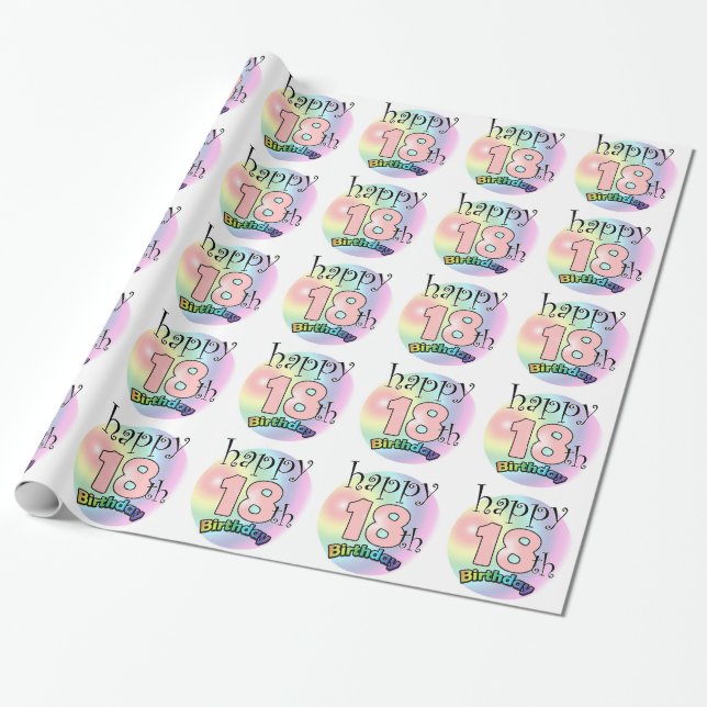 Papier Cadeau Joyeux 18ème anniversaire (roze) (Déroulé)