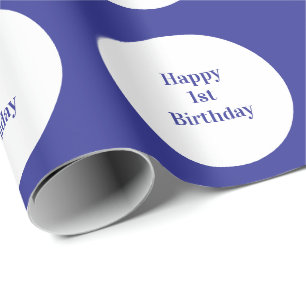 Papier Cadeau Joyeux 1er Anniversaire Blue Polka Dot Boys Girls