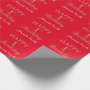 Papier Cadeau Joyeux 1er anniversaire Gold Parties scintillant e