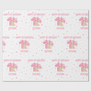 Papier Cadeau Joyeux 1er anniversaire mignonne petite fille d'ou