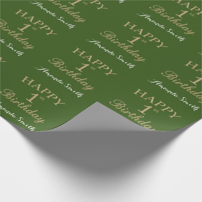 Papier Cadeau Joyeux 1er anniversaire Parties scintillant or et  (Coin)
