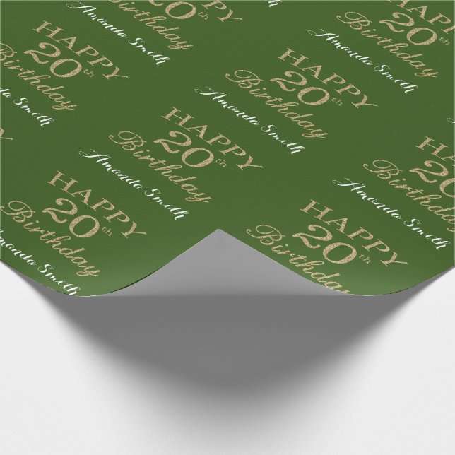 Papier Cadeau Joyeux 20e anniversaire Gold Parties scintillant e (Coin)