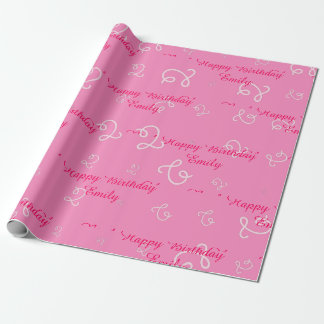 Papier Cadeau Joyeux 2ème anniversaire rose personnalisé