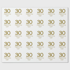 Papier Cadeau Joyeux 30e anniversaire nom date golden bold lette
