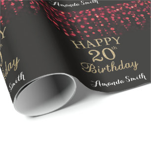 Papier Cadeau Joyeux 30e anniversaire Parties scintillant rouge 