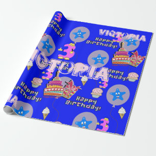 Papier Cadeau Joyeux 3e anniversaire Enveloppement des ballons e
