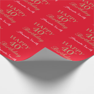 Papier Cadeau Joyeux 40e anniversaire de la Parties scintillant