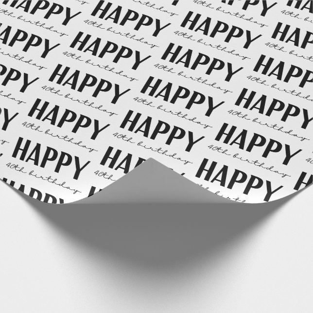 Papier Cadeau Joyeux 40e anniversaire papier d'enveloppement (Coin)