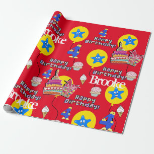 Papier Cadeau Joyeux 4 Anniversaire Ballons papier d'enveloppeme