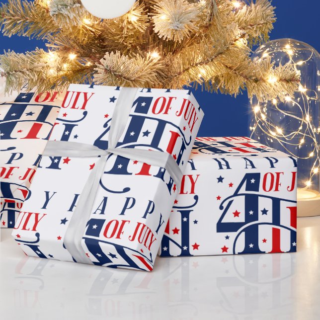 Papier Cadeau Joyeux 4 juillet conception de texte du Jour de l' (Vacances)