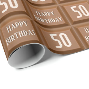 Papier Cadeau Joyeux 50e anniversaire Chocolate Barre à bonbons