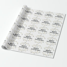 Papier Cadeau Joyeux 50e anniversaire feux d'artifice Blanc Blac
