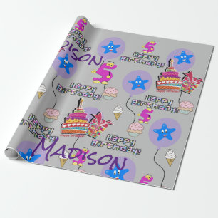Papier Cadeau Joyeux 5 Anniversaire Ballons papier d'enveloppeme