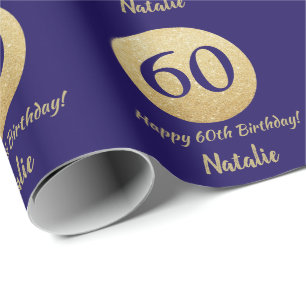 Papier Cadeau Joyeux 60e anniversaire Marine Parties scintillant
