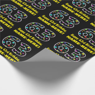 Papier Cadeau Joyeux 63e anniversaire, Fun Colorful Stars Motif 