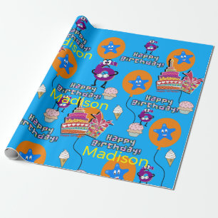 Papier Cadeau Joyeux 6 Anniversaire Ballons papier d'enveloppeme