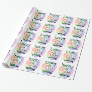 Papier Cadeau Joyeux 6e anniversaire (roze)