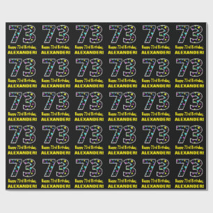 Papier Cadeau Joyeux 73e anniversaire, Fun Colorful Stars Motif 