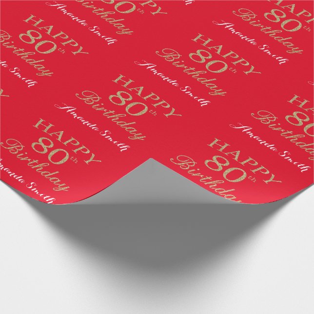 Papier Cadeau Joyeux 80e anniversaire de la Parties scintillant  (Coin)