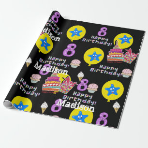 Papier Cadeau Joyeux 8 Ans Ballons papier d'enveloppement #8