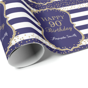 Papier Cadeau Joyeux 90e anniversaire de la Parties scintillant 
