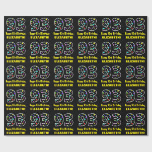 Papier Cadeau Joyeux 93e anniversaire, Fun Colorful Stars Motif
