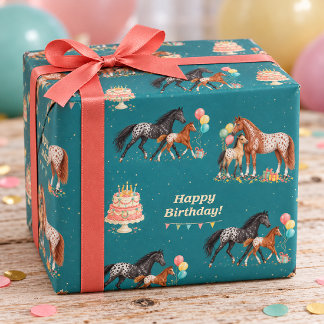 Papier Cadeau Joyeux anniversaire à une pouliche Appaloosa et so
