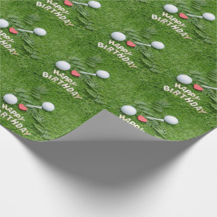 Papier Cadeau Joyeux anniversaire au golfeur avec amour et balle