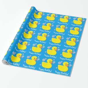 Papier Cadeau Joyeux anniversaire avec mignon en caoutchouc