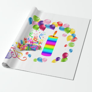 Papier Cadeau Joyeux Anniversaire Ballons à bougie en papier