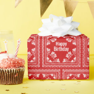 Papier Cadeau Joyeux Anniversaire Bandana Rouge