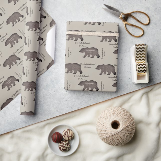 Papier Cadeau Joyeux Anniversaire Bearc4 l'Ours Vieux dans votre (Artisanat)