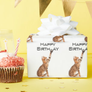 Papier Cadeau Joyeux anniversaire Bengale Chat