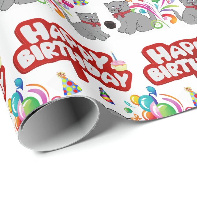 Papier Cadeau Joyeux Anniversaire Cadeau Enveloppement Papier Ch (Coin rond)