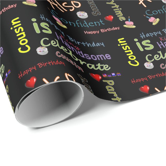 Papier Cadeau Joyeux Anniversaire Cadeau Enveloppement Papier Co (Coin rond)