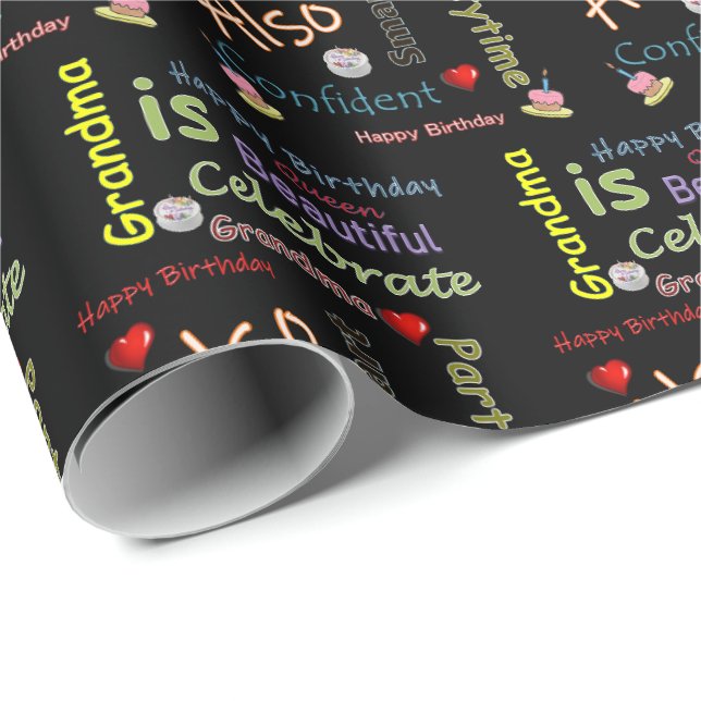 Papier Cadeau Joyeux Anniversaire Cadeau Enveloppement Papier Gr (Coin rond)