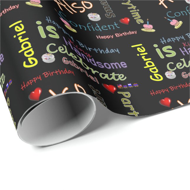 Papier Cadeau Joyeux Anniversaire Cadeau Papier à envelopper Gab (Coin rond)
