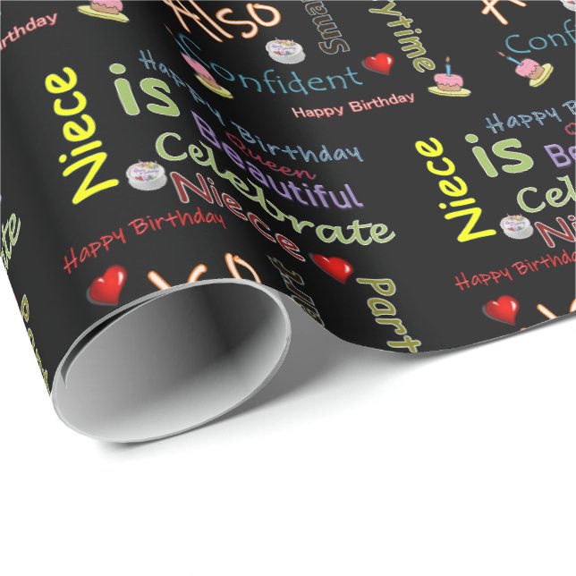 Papier Cadeau Joyeux Anniversaire Cadeau Papier Enveloppant Niec (Coin rond)
