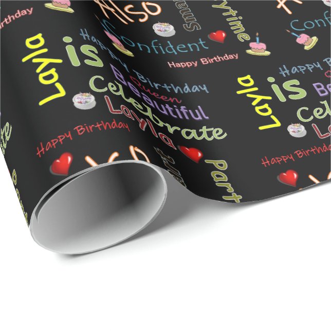 Papier Cadeau Joyeux Anniversaire Cadeau Papier Layla (Coin rond)